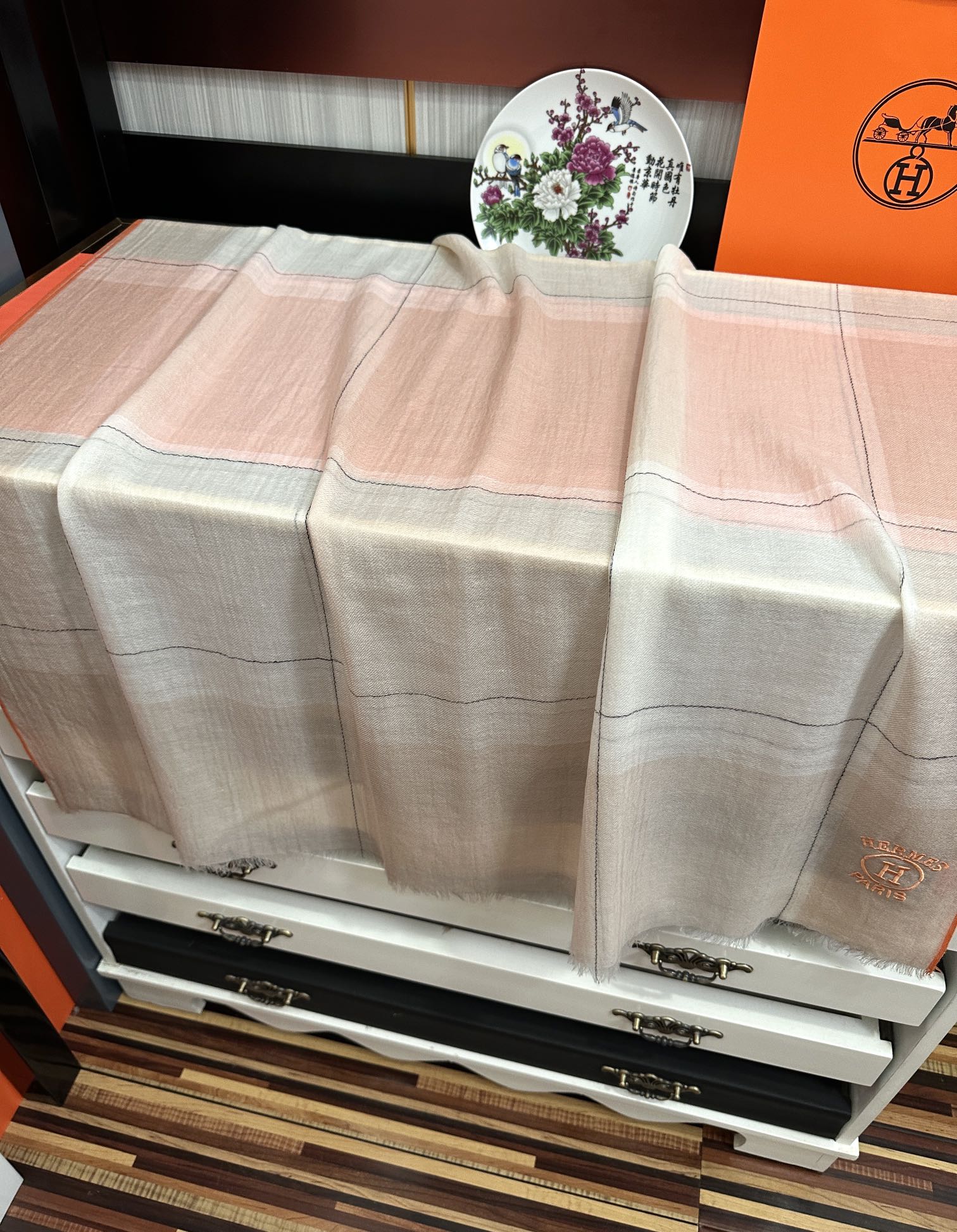 Scarf 90 Cm Beige Mix White Caro Cashmere