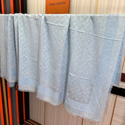 LV  Long Scarf 140cm Baby Blue Cashmere 967312