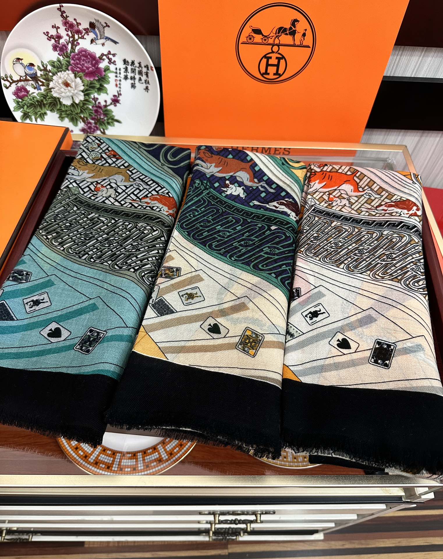 HM Newest Design Scarf 200CM Blue Black Cashmere 976448