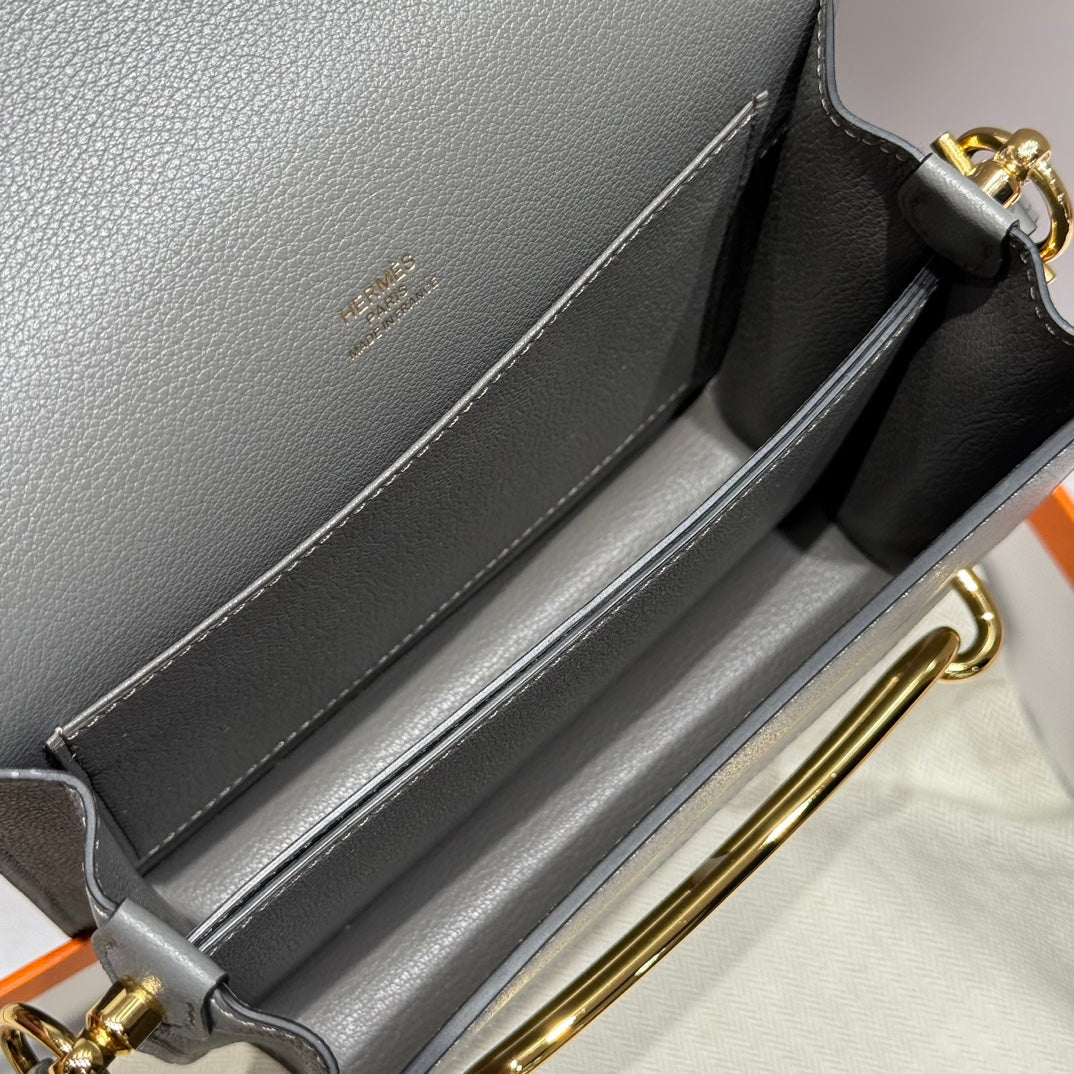 HM SAC ROULIS 18 GRAY EVERCOLOR CALFSKIN 237578
