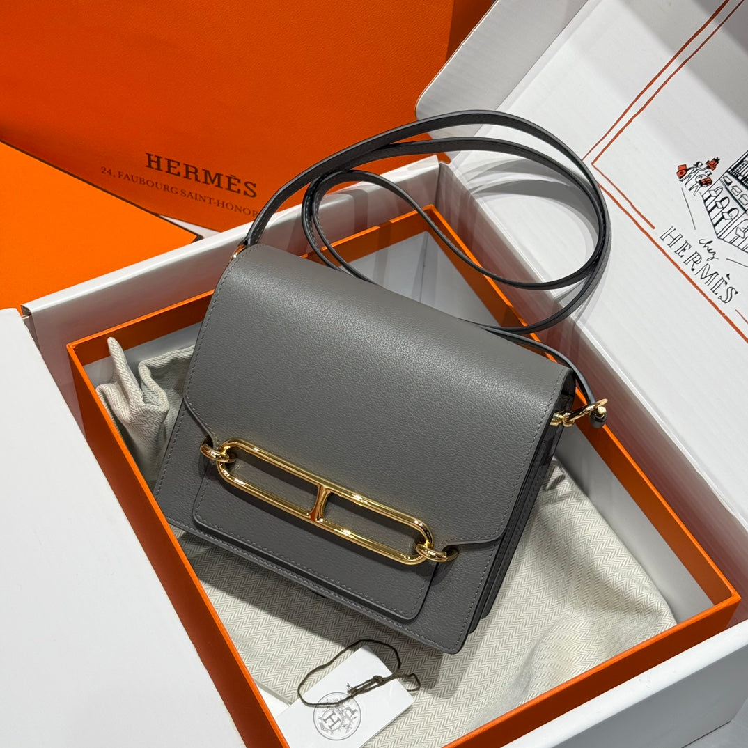 HM SAC ROULIS 18 GRAY EVERCOLOR CALFSKIN 237578