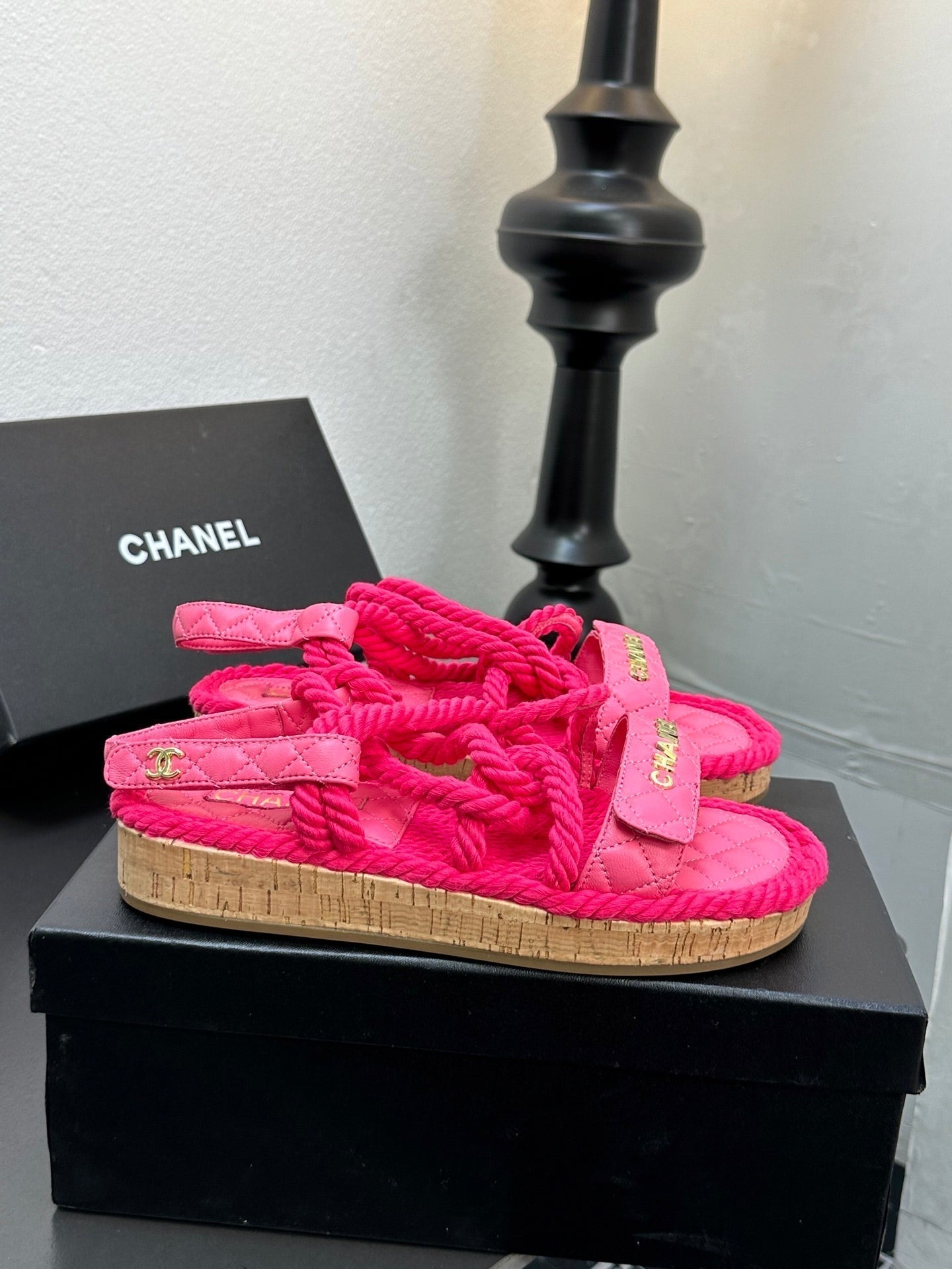 CC Sandals Pink Rope Lambskin 331278