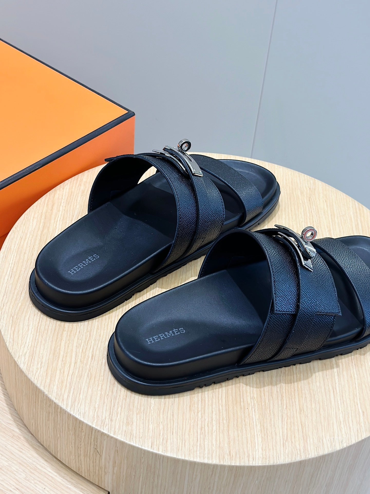 HM Men's Jackson Slide Black Epsom Calfskin 547711