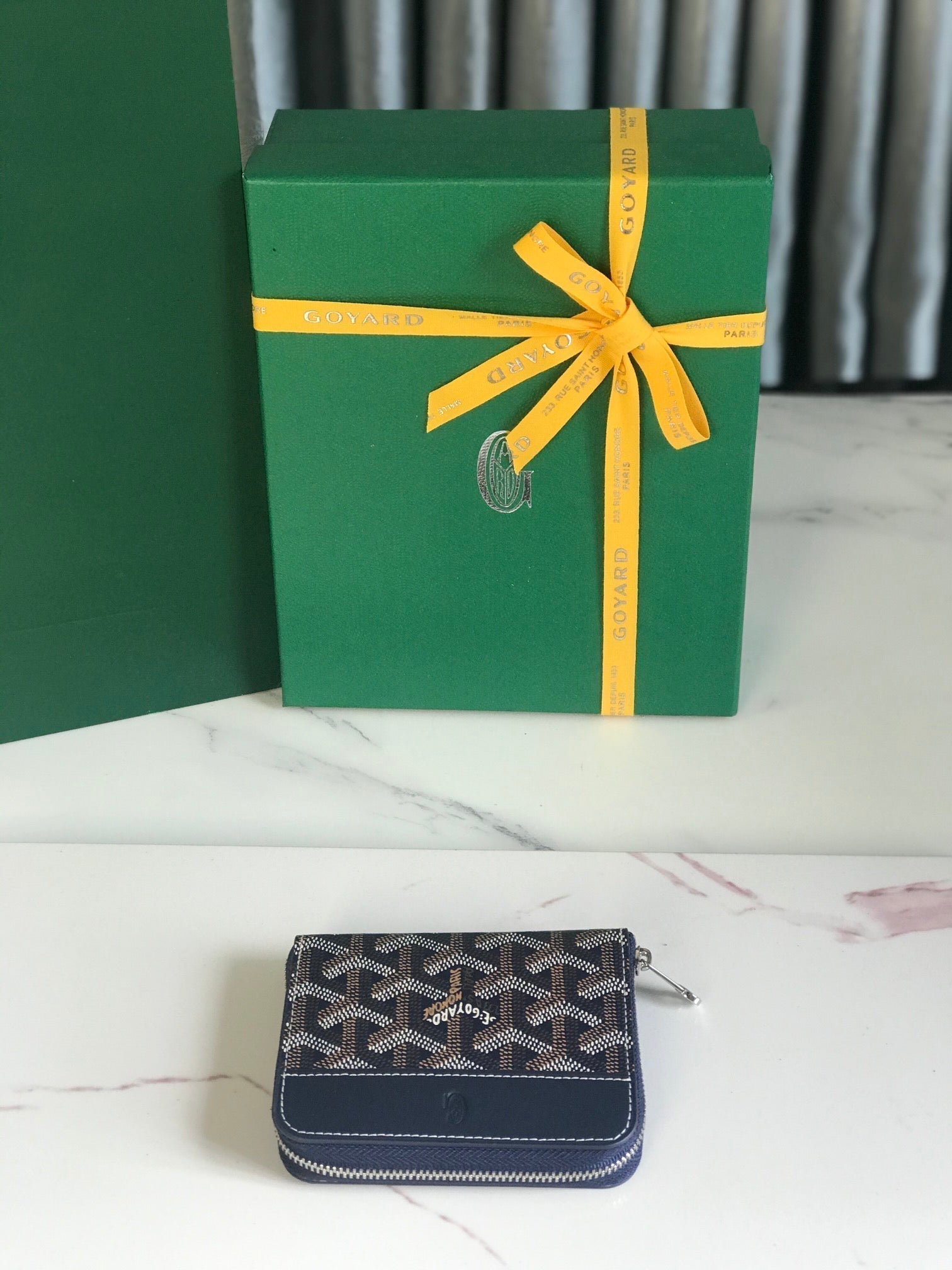 MATIGNON MINI WALLET 11 IN NAVY BLUE GOYARDINE CANVAS AND CALFSKIN