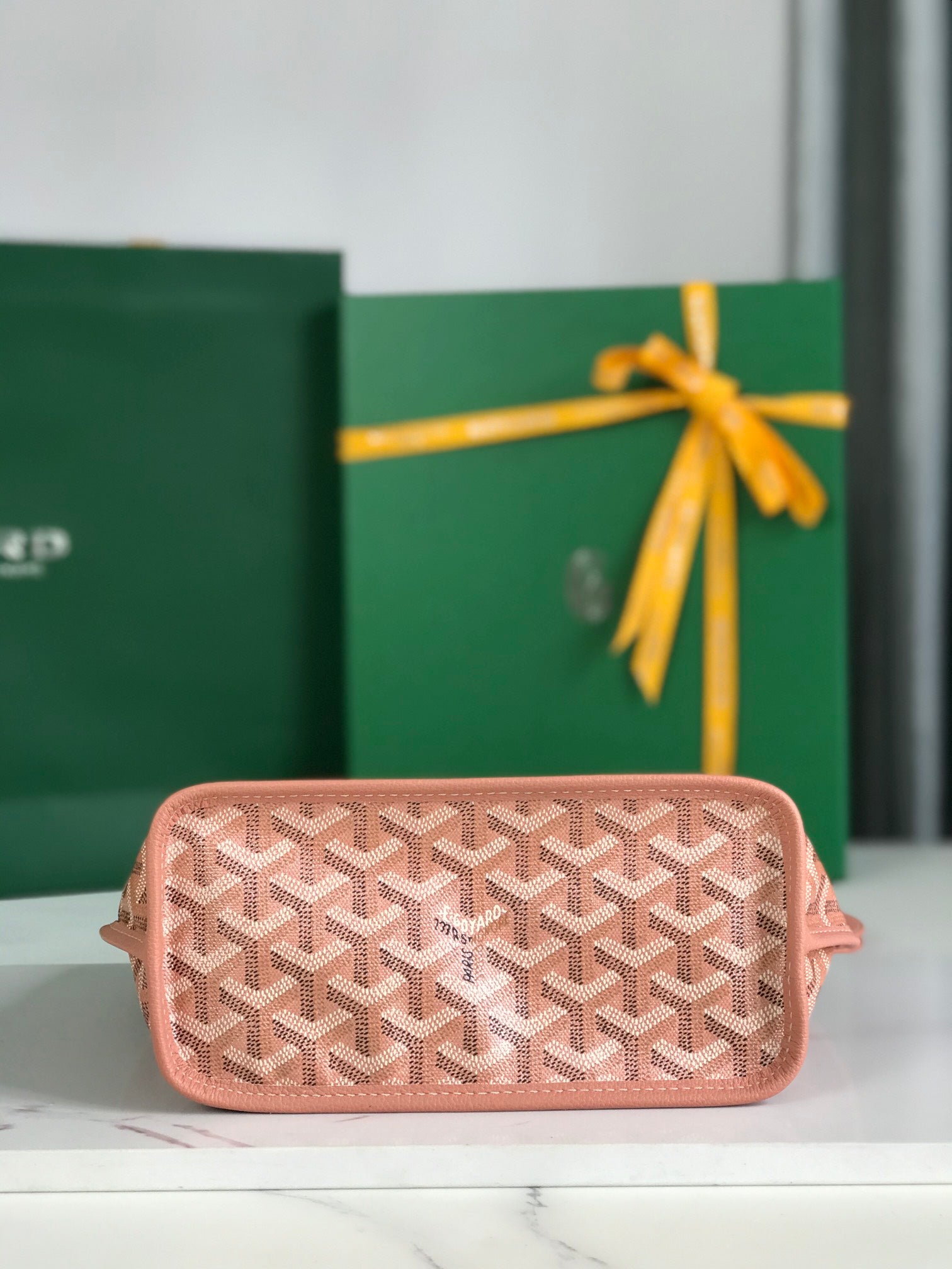 ANJOU MINI BAG 20 IN MANHATTAN PINK  CALFSKIN AND GOYARDINE CANVAS