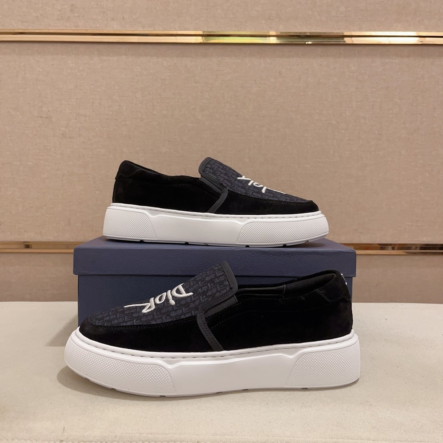 CD B23 SLIP ON BLACK SUEDE AND JACQUARD