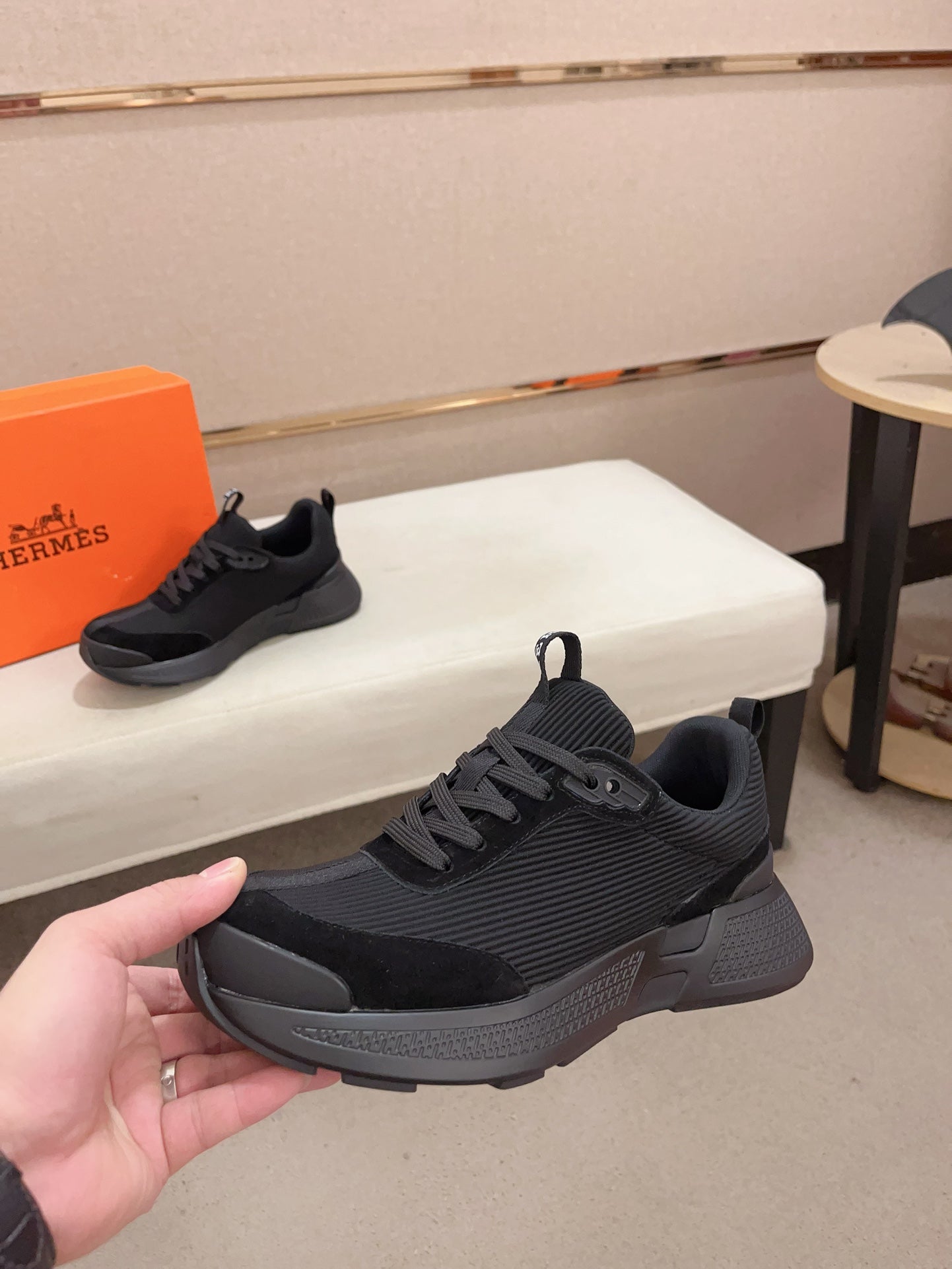 HM HUGO SNEAKER BLACK WEAVE AND SUEDE