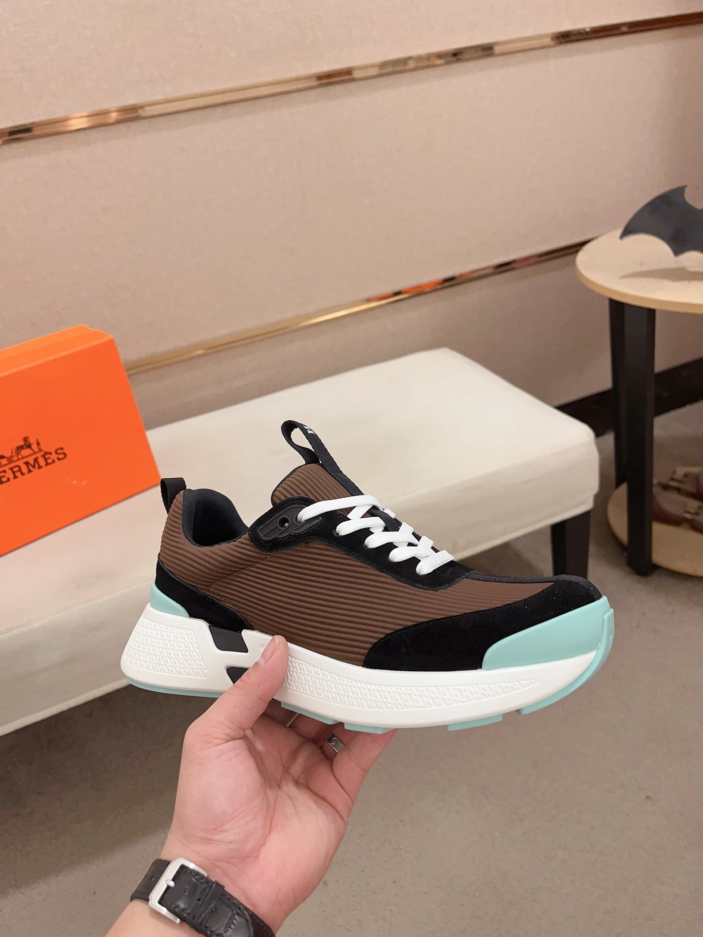 HM HUGO SNEAKER BROWN WEAVE AND SUEDE