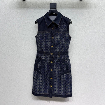 Chanel 2026 Denim Dress Navy Blue Cotton 398280