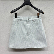 Dior 2026 Denim Midi Skirt Light Blue Cotton 400983