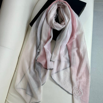 CC Scarf 200 CM In Light Pink Mix Light Grey Beige Cashmere Silk  396448