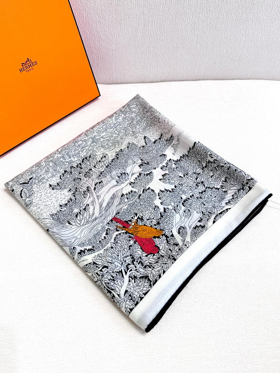 Square Scarf 135CM In Black White Colorful Cashmere And Silk