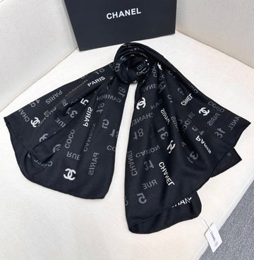 CC Square Scarf 140 CM In Black Cashmere Silk  422704