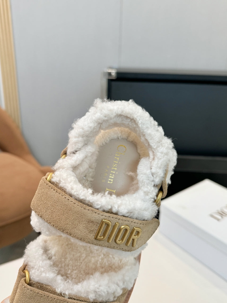 CD Dioract Sandal Beige Suede Wool 529373