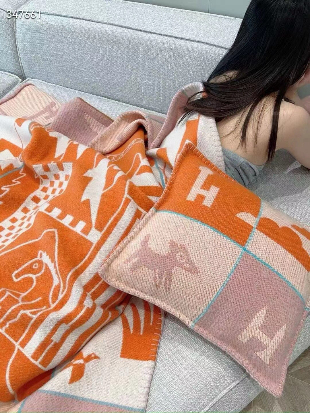 HM Avalon Epopee Blanket Orange Cashmere Wool 524203