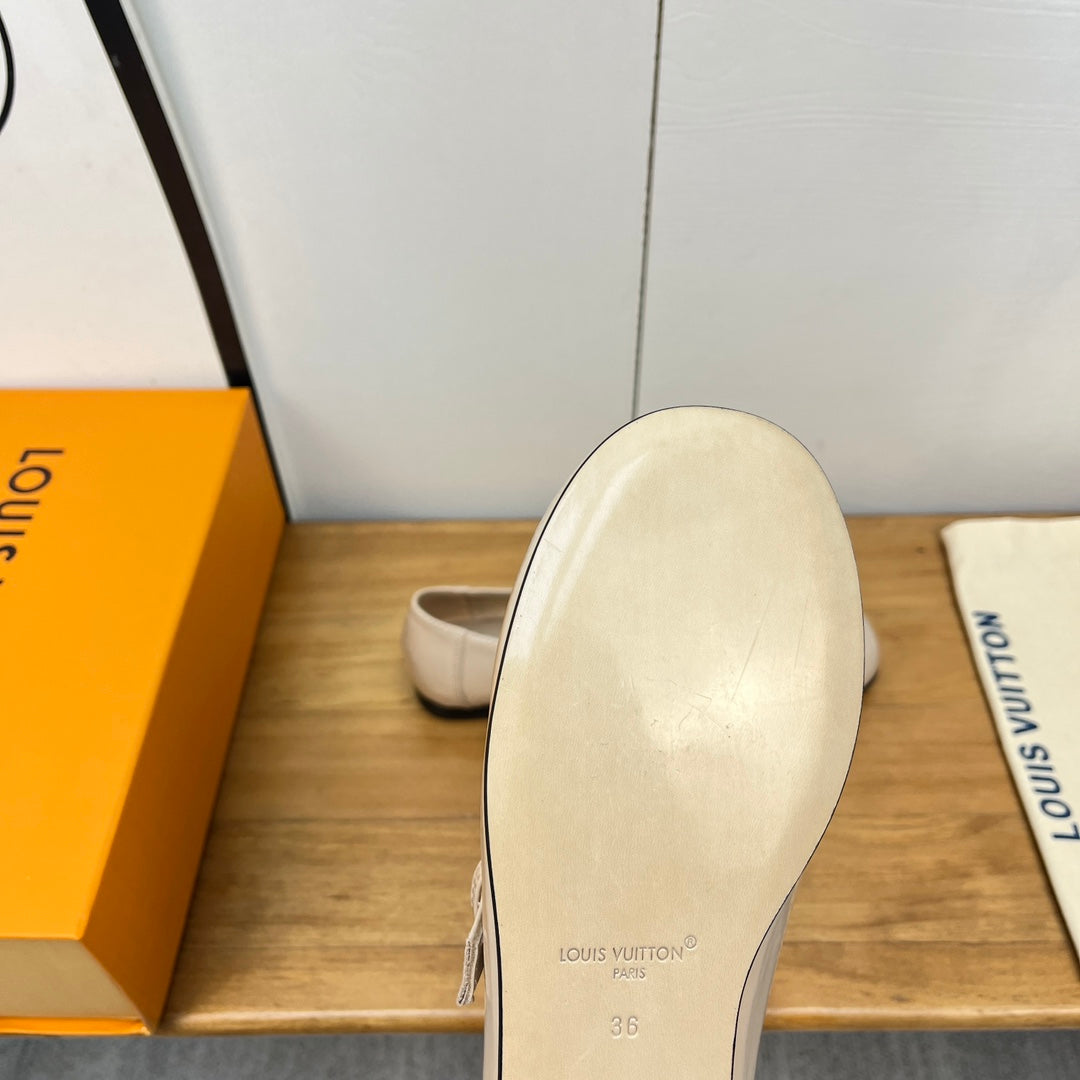 LV Soho Flat Mary Jane Beige Calfskin