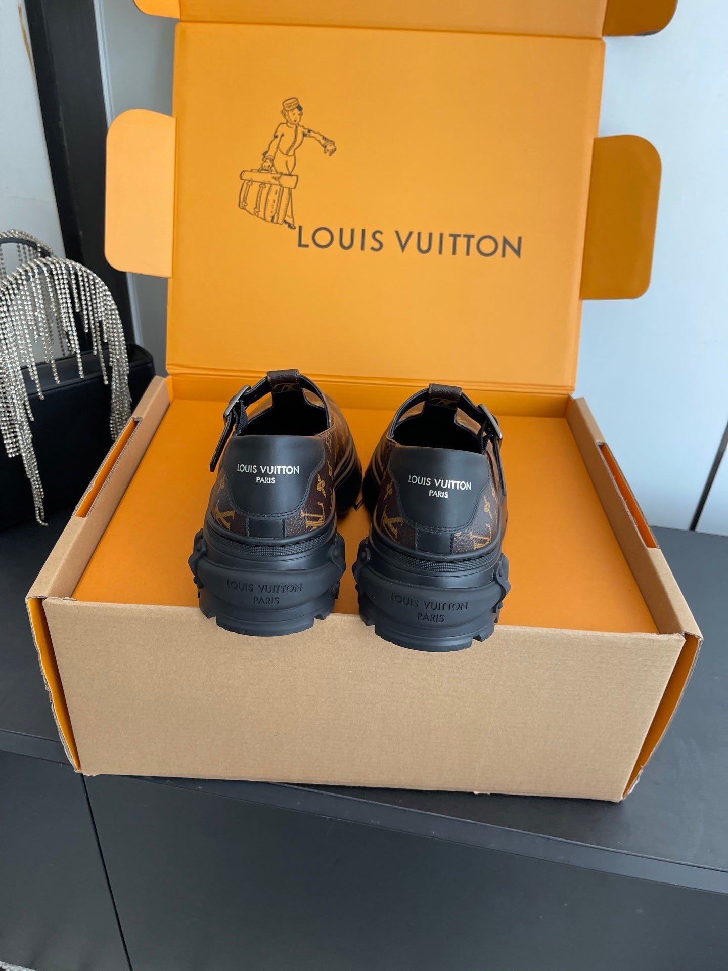 LV 26ss Platform Mary Jane Brown Monogram Cowhide 631500