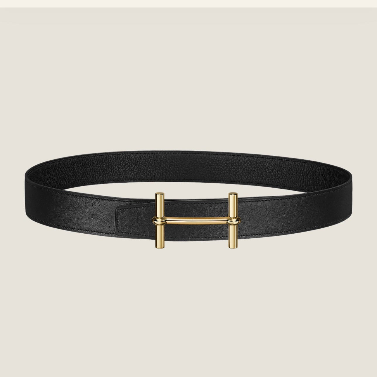 HM H d'Ancre Buckle Belt 32mm Black Leather 187772