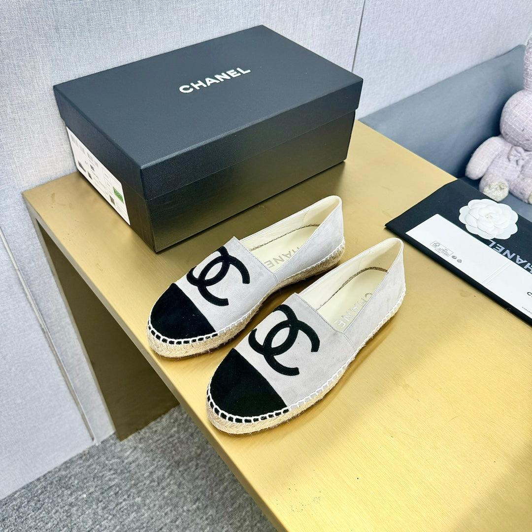 espadrilles grey and black suede