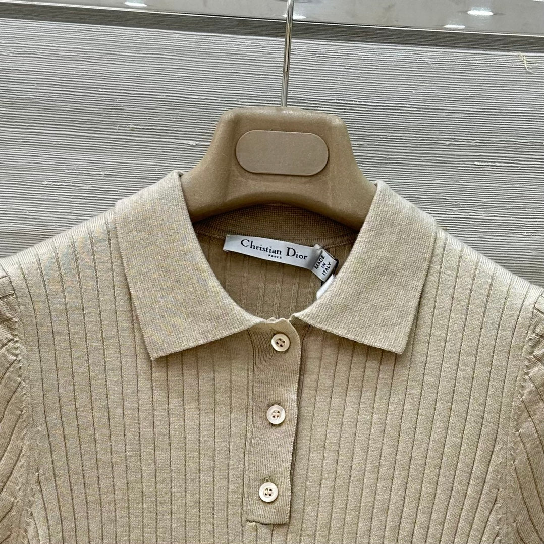 CD 25 Polo Short-sleeved Top Beige Cashmere