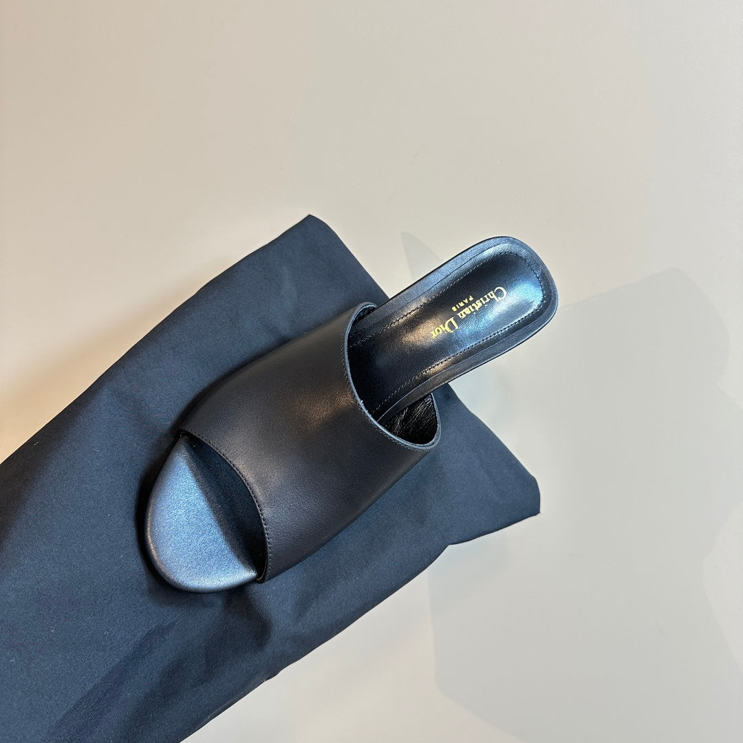 CD Icon Heeled Slide 95mm Black Calfskin