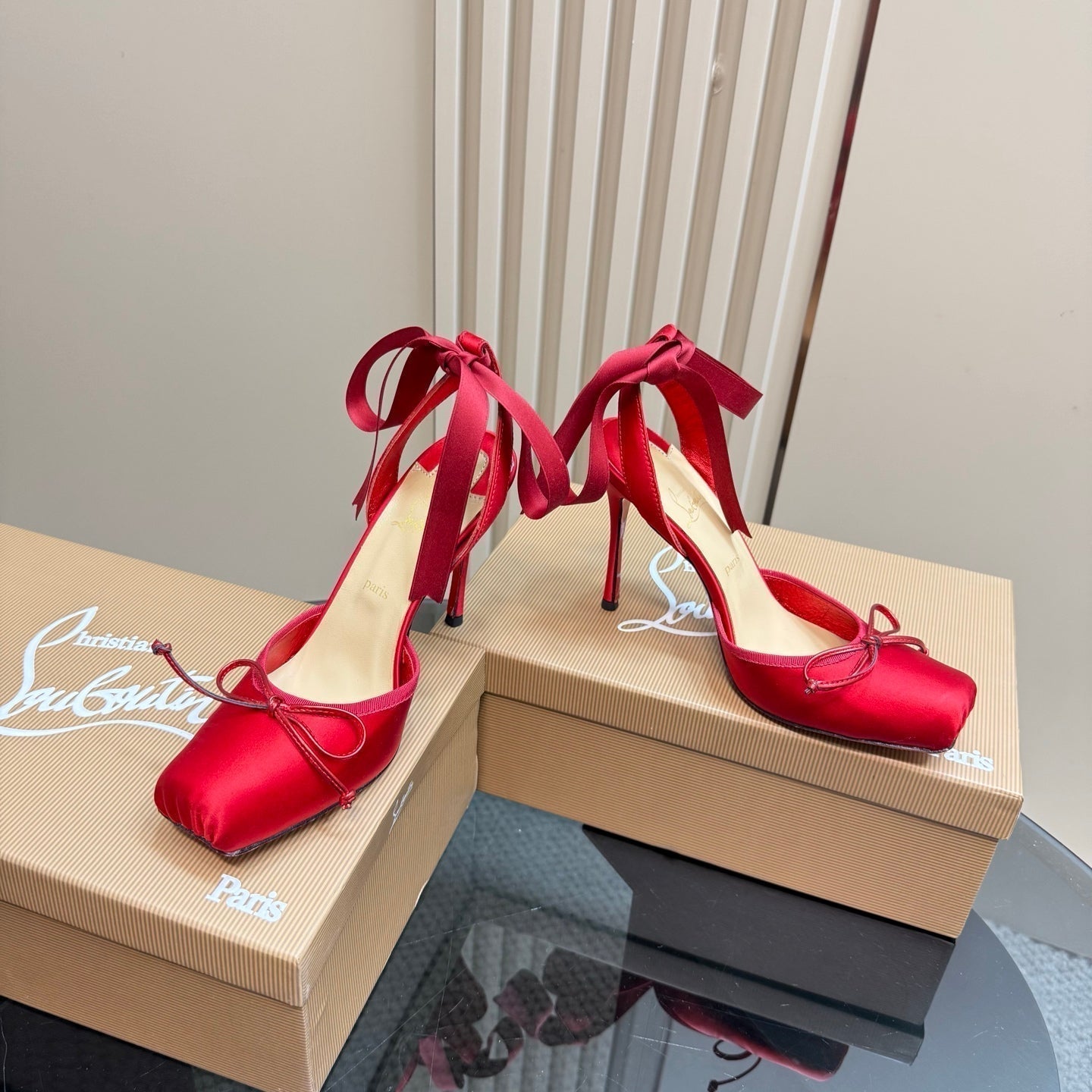 CL 25C Cassia Lace Up 100mm Red Silk 215858