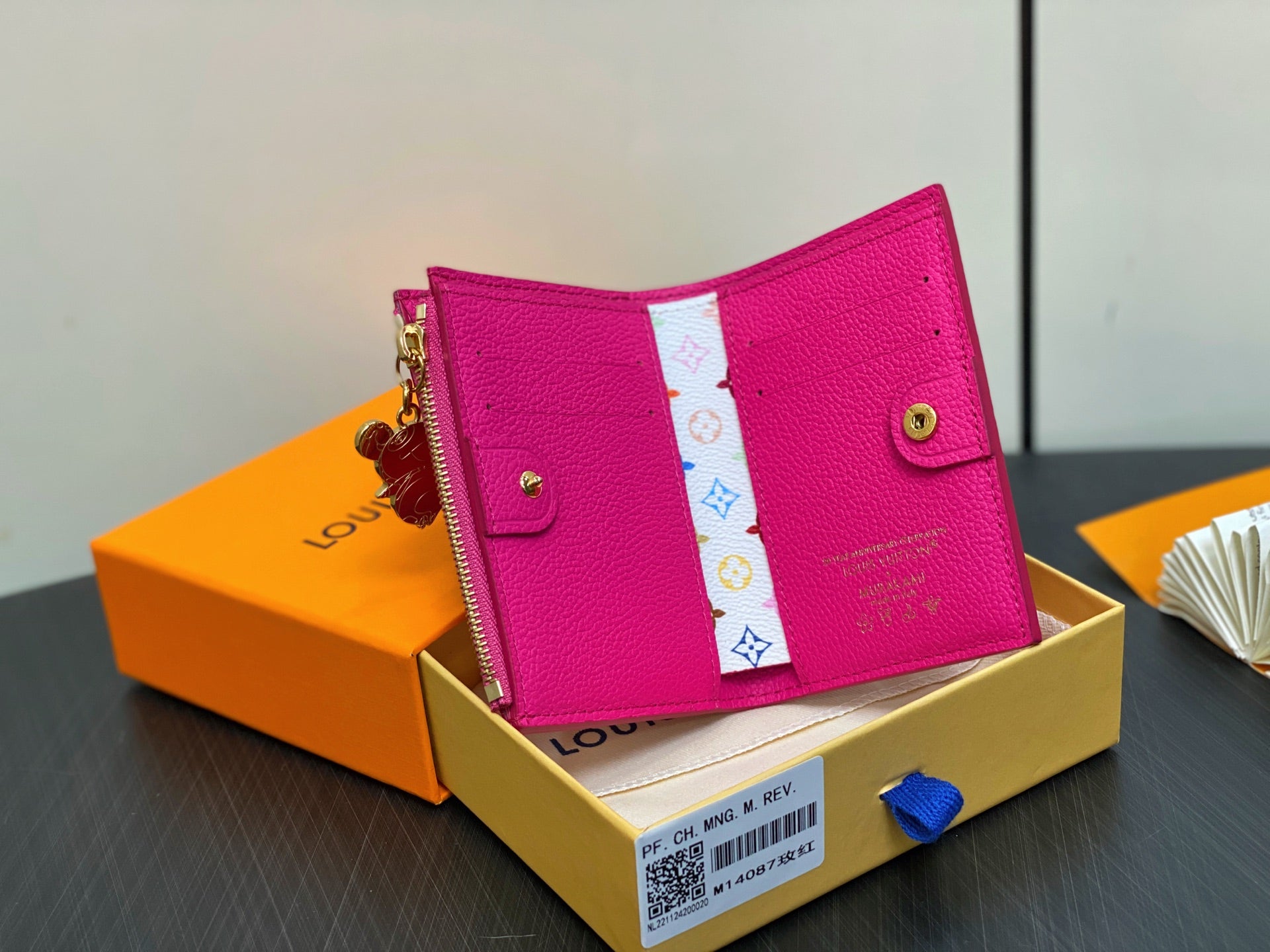 LV x TM Portfolio Lisa Wallet Pink Gold Leather 329901