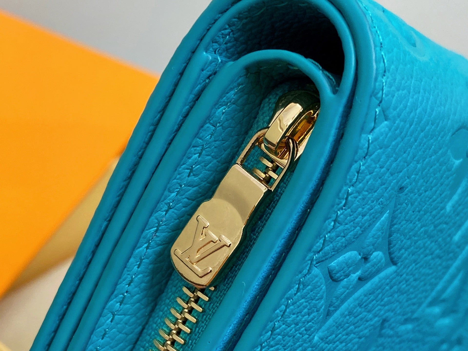 LV x TM Portfolio Claire Blue Gold Leather 329917