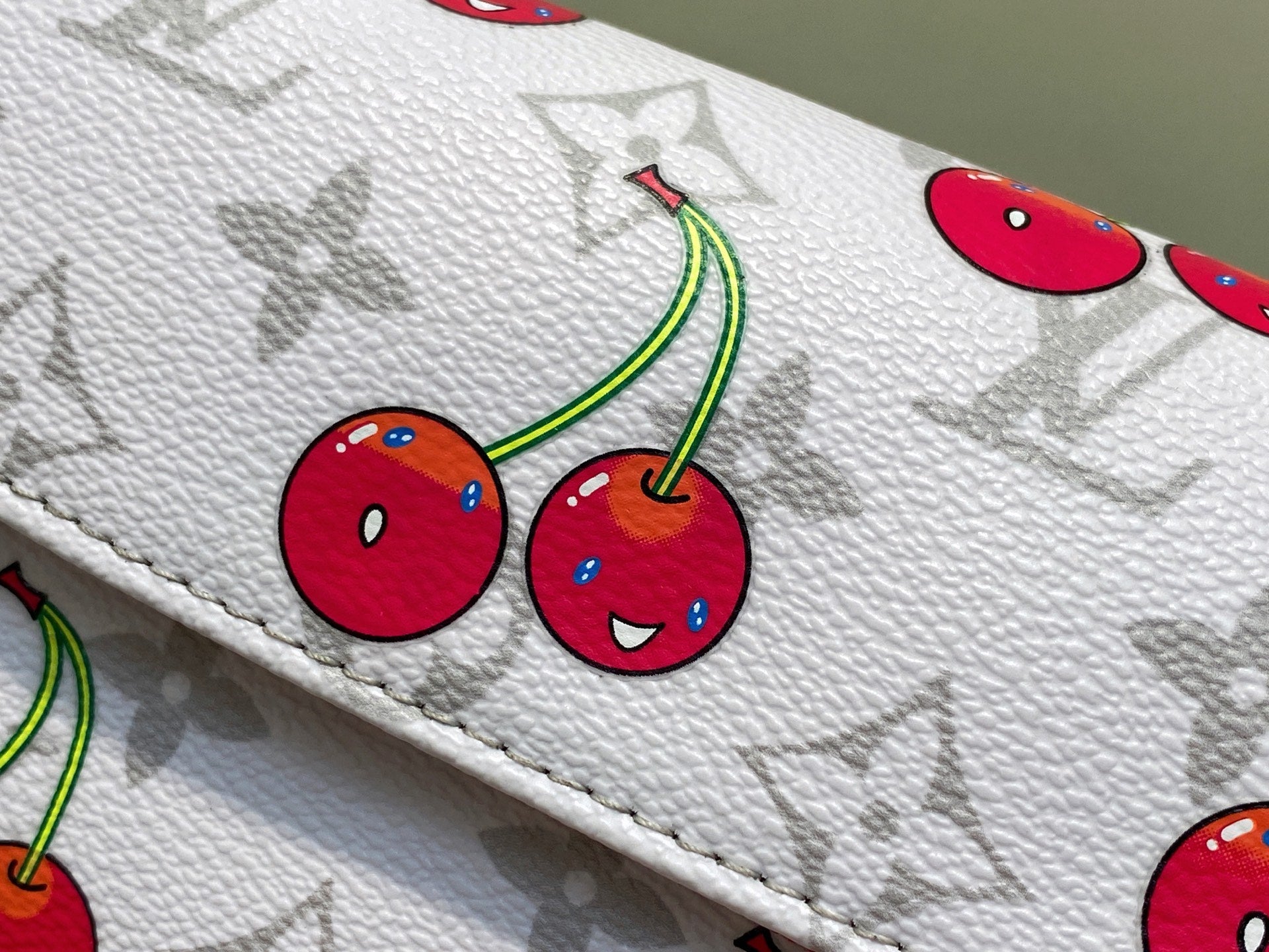 Ivy LV x TM Bag 23.5cm White Red Canvas Cowhide 335272