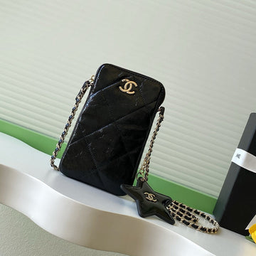 CC 2025 Phone Bag 18cm Black Cowhide 310331