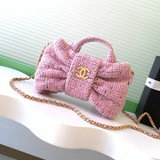 Chanel 2026 Bow Bag 26cm Pink Wool Fabric