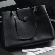 Chane 2026 Large Shopping Bag 46cm Black Calfskin