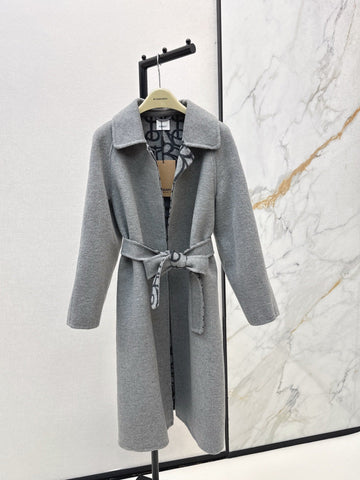 Burberry 25 Long Coat Gray Wool