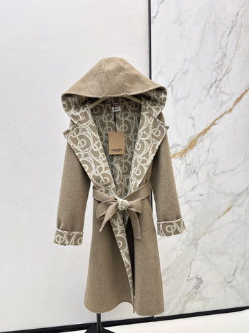 Burberry 25 Hooded Long Coat Beige Wool