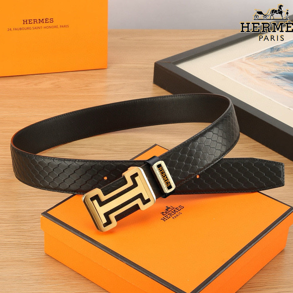 HM Constance Belt 38mm Black Togo Leather 619662