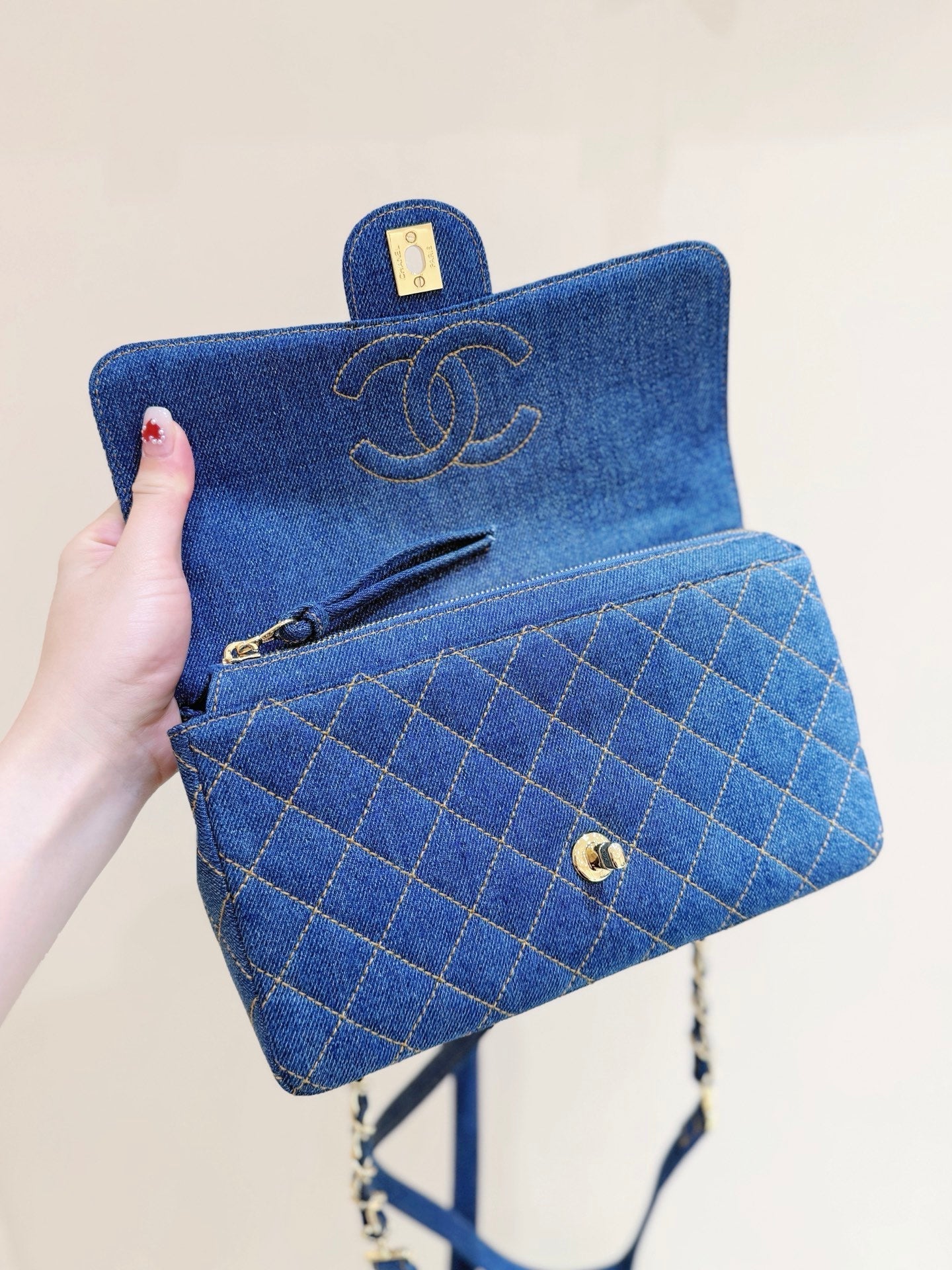 Chanel 2026 Backpack 26cm Blue Denim Leather 351418
