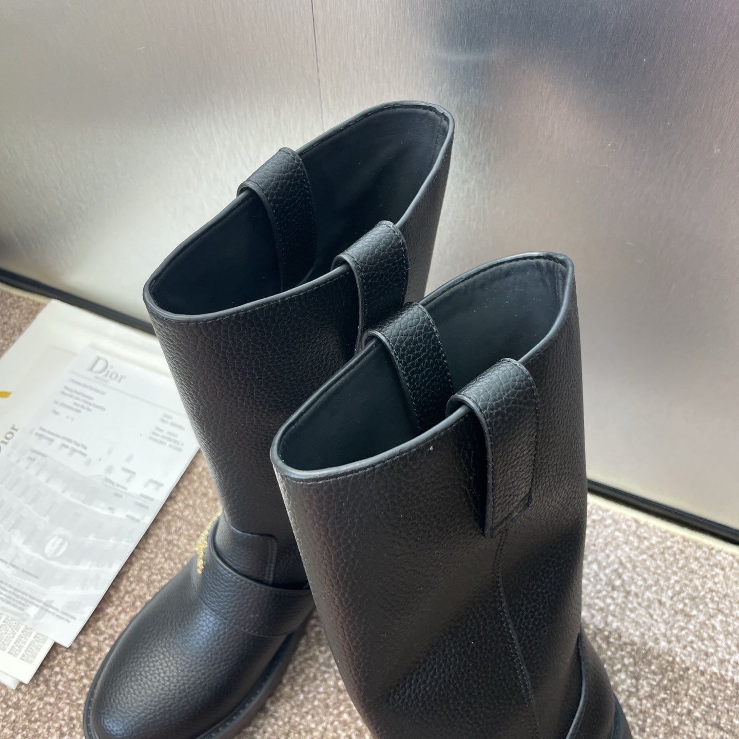 CD Ankle punk-inspired women's boots black cowhide