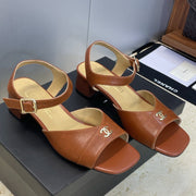 CC 26 Heeled Sandal 45mm Brown  Beige Sheepskin 607474