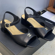 CC 26 Heeled Sandal 45mm Black Beige Sheepskin 607476