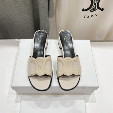 CELINE 25C CLEMENCE MULE WHITE SHEEPSKIN 236749