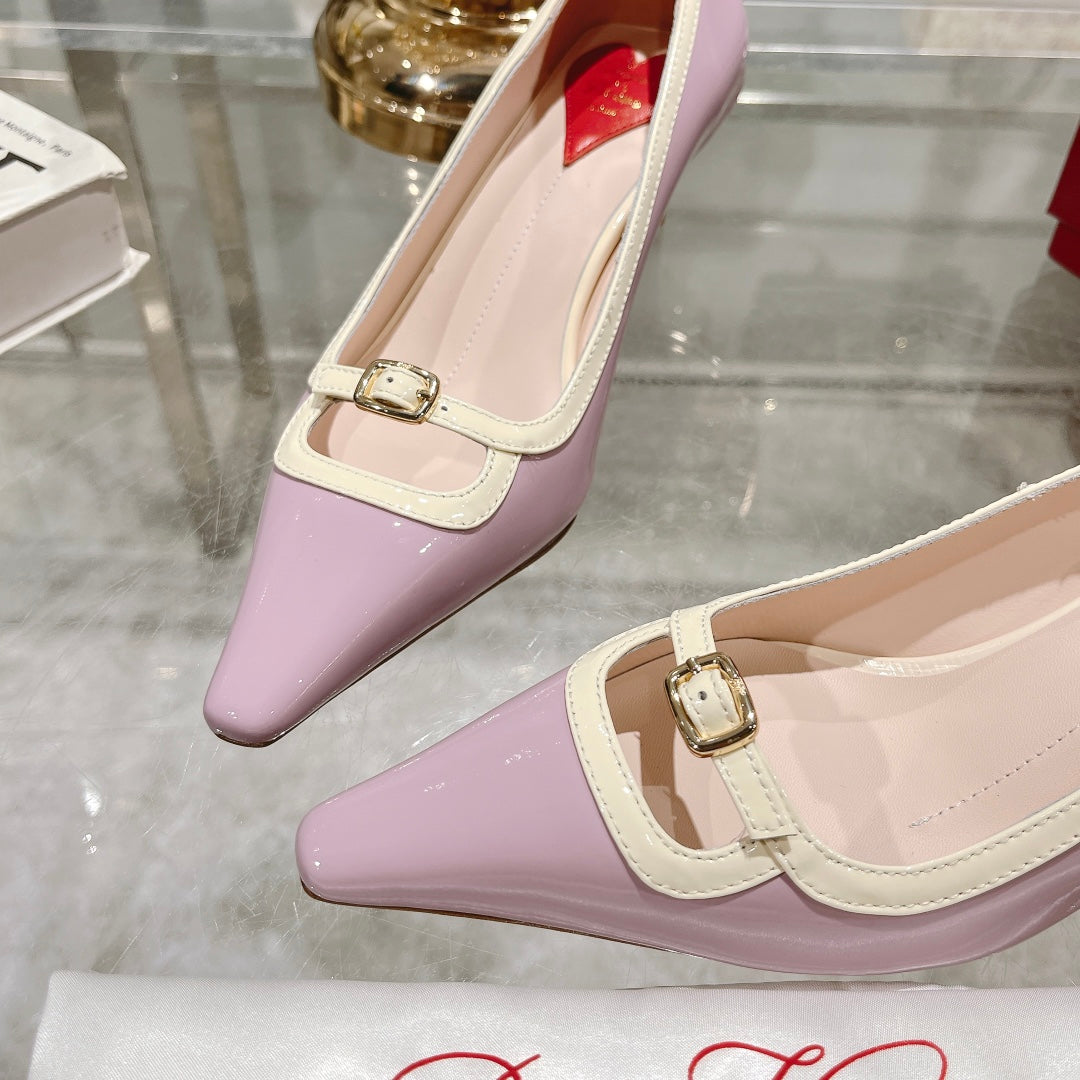 Viv Canard Pumps 55 Violet White Patent Leather