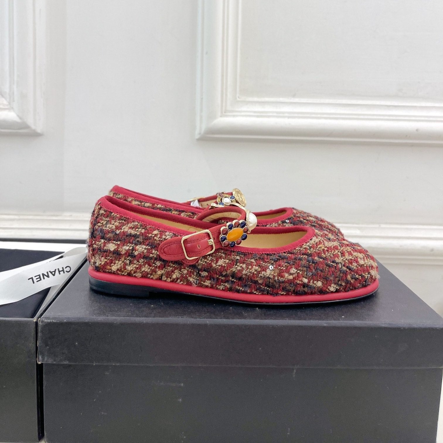 CC Ballet Flats 10mm Colorful Wool Tweed And Fabric 948832