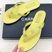 Chanel 2026 Double C Rhinestone Flat Flip-Flops Lambskin Sheepskin 831523