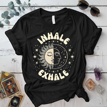 Inhale Exhale Celestial T-Shirt Mockup black