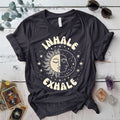 Inhale Exhale Celestial T-Shirt Mockup dark-heather-grey