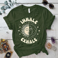 Inhale Exhale Celestial T-Shirt Mockup military-green