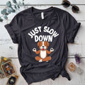 Just Slow Down Dog T Shirt Dark Heather Grey Mockup