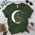 Lotus Moon T Shirt Military Green Mockup