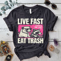 Live Fast Eat Trash T Shirt Dark Heather Grey Mockup