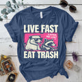 Live Fast Eat Trash T Shirt Indigo Blue Mockup
